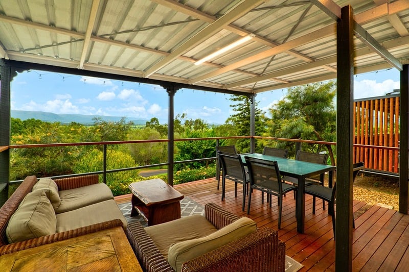 Guesthouse covered deck overlooking the landscape